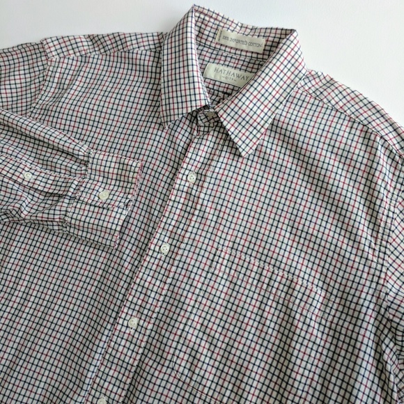 Buttondown Shirt Blue Red Check Casual - Picture 5 of 9